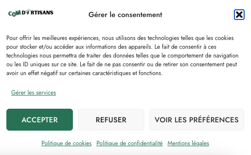 Politique de cookies Com d'Artisans