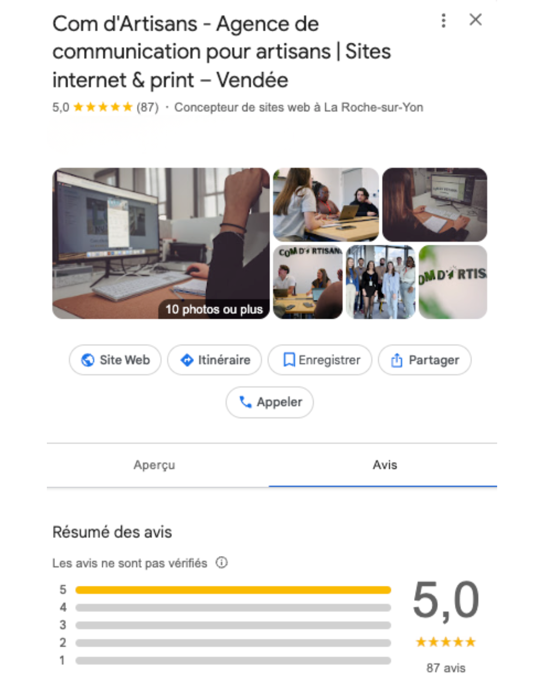 Avis Google Com d'Artisans